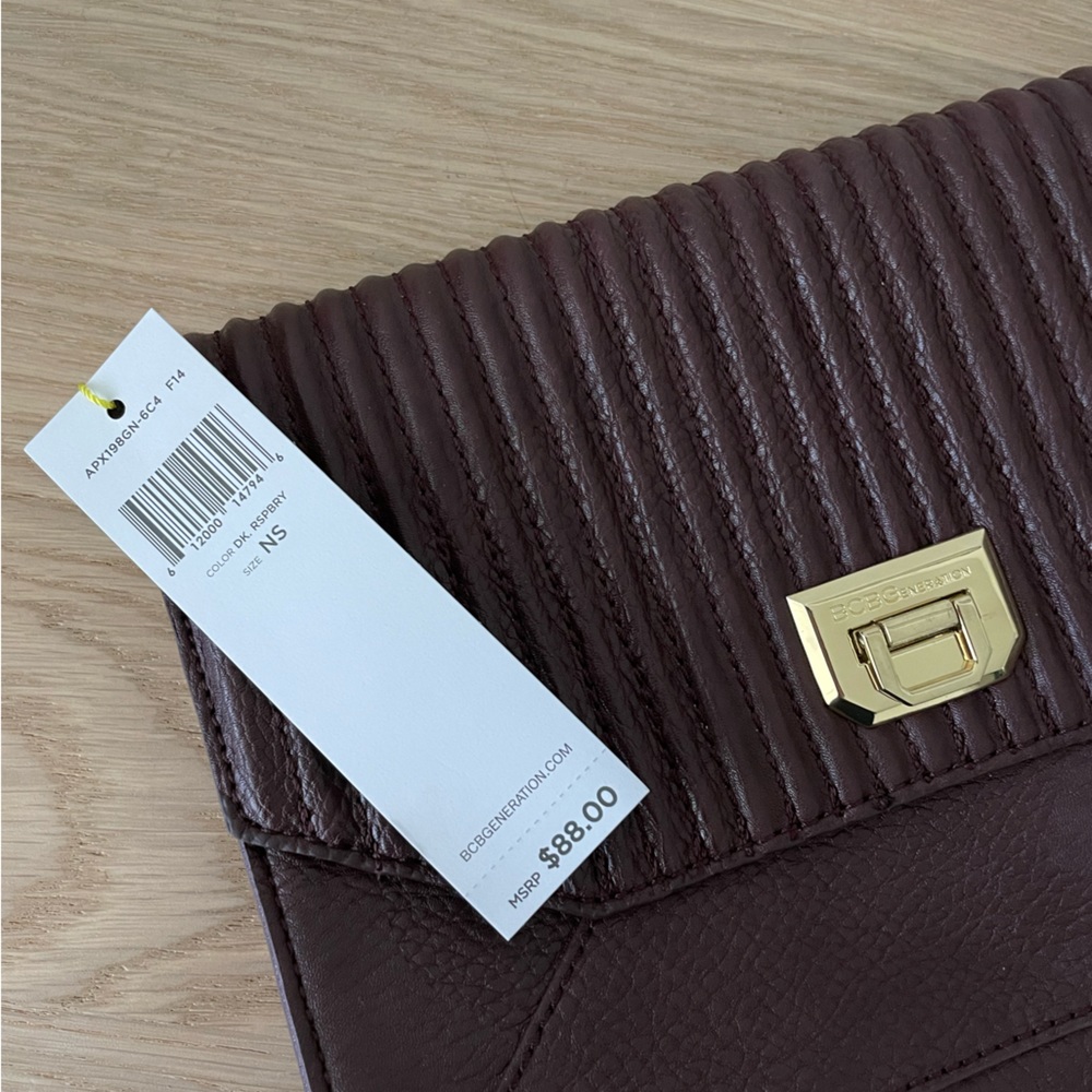 NWT BCBGeneration Large Clutch in Dark Raspberry